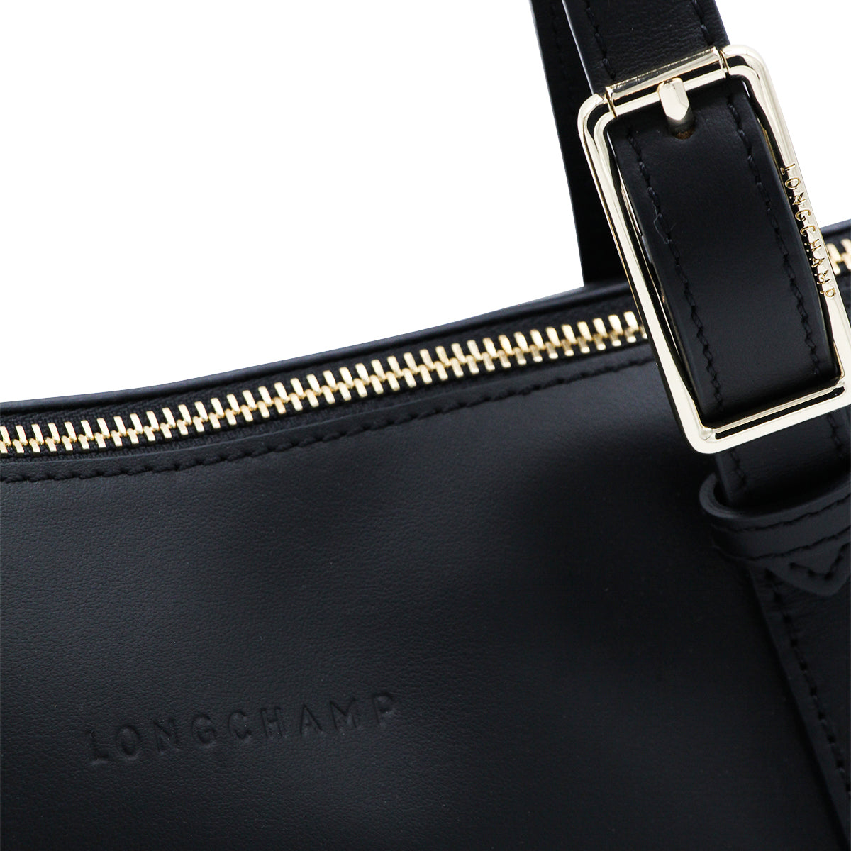 BLACK LEATHER LOOONG SAC SHOULDER BAG