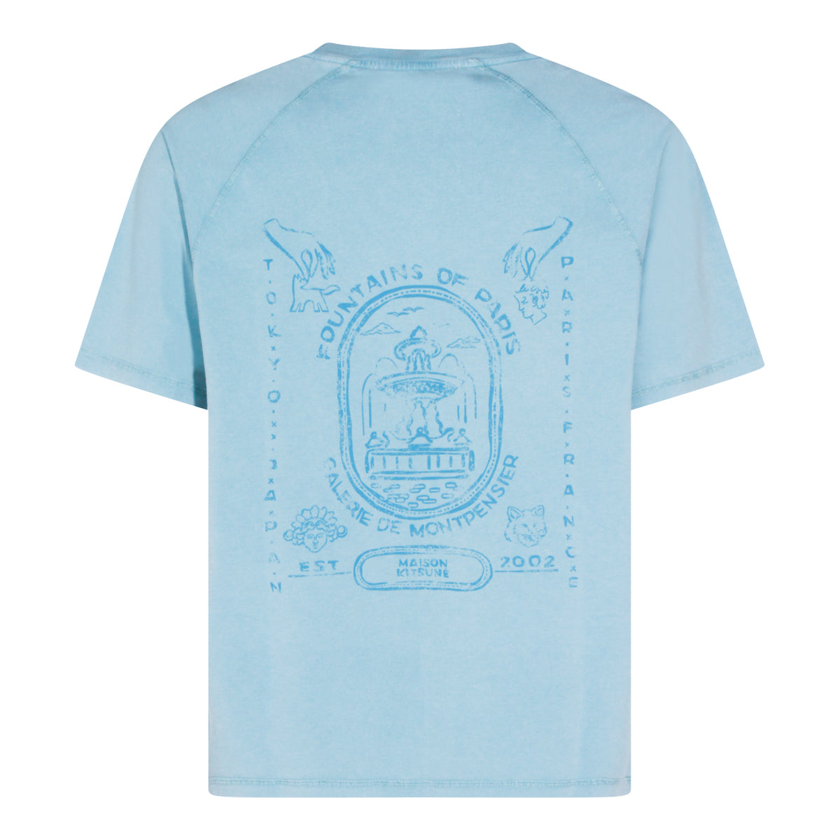 BLUE FADED COTTON T-SHIRT