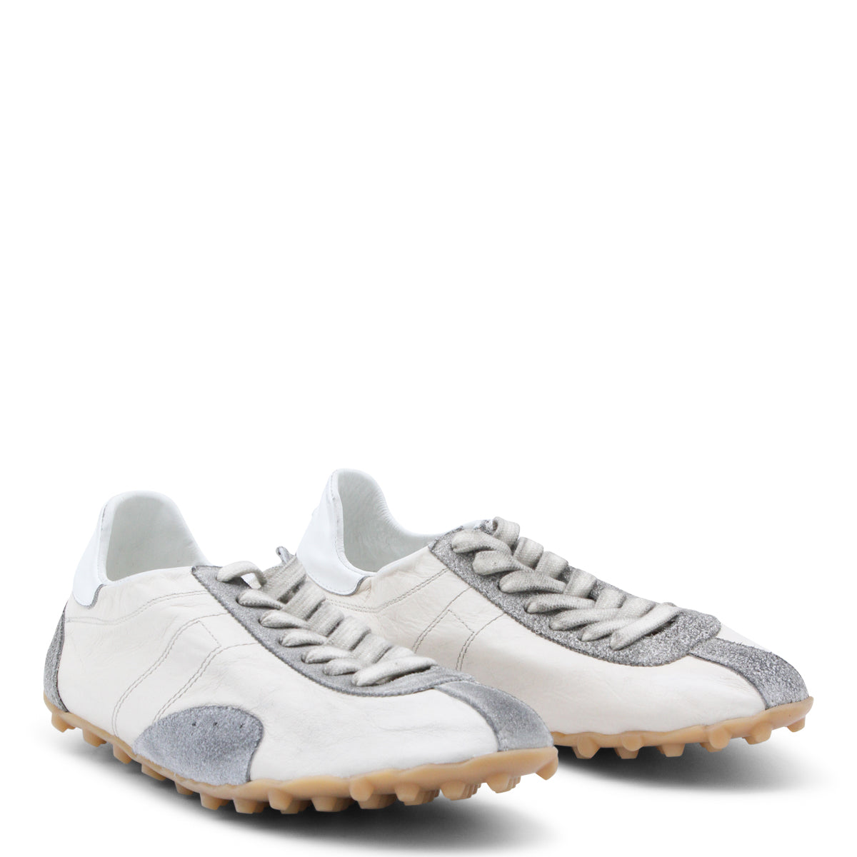 WHITE AND GREY LEATHER SPRINTER LOW SNEAKERS