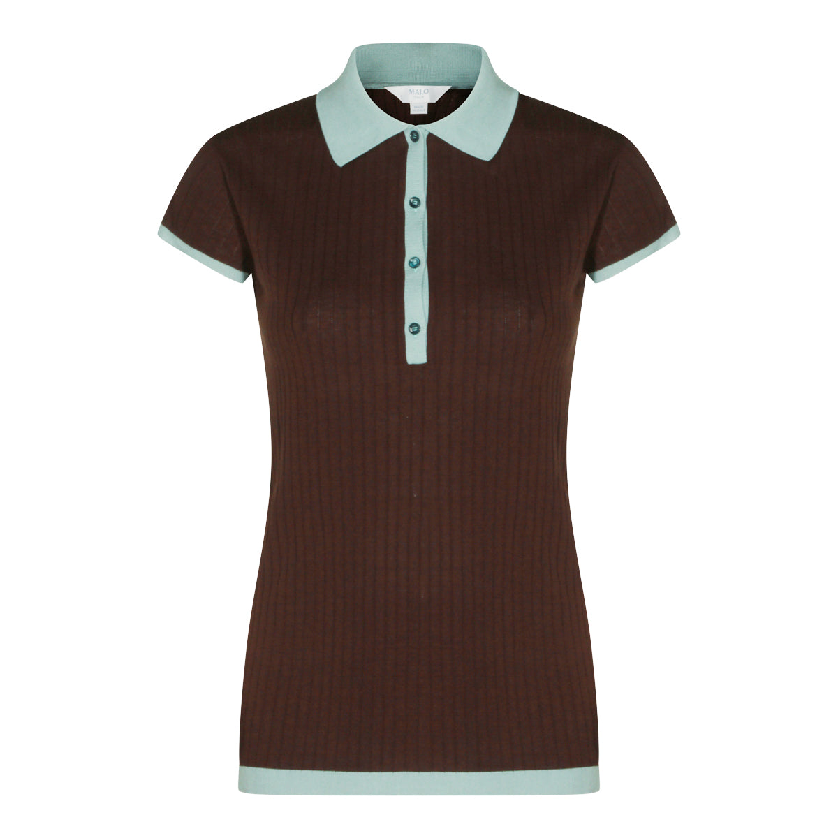 BROWN AND LIGHT BLUE COTTON POLO SHIRT