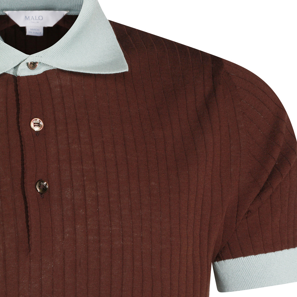 BROWN AND LIGTH BLUE COTTON POLO SHIRT