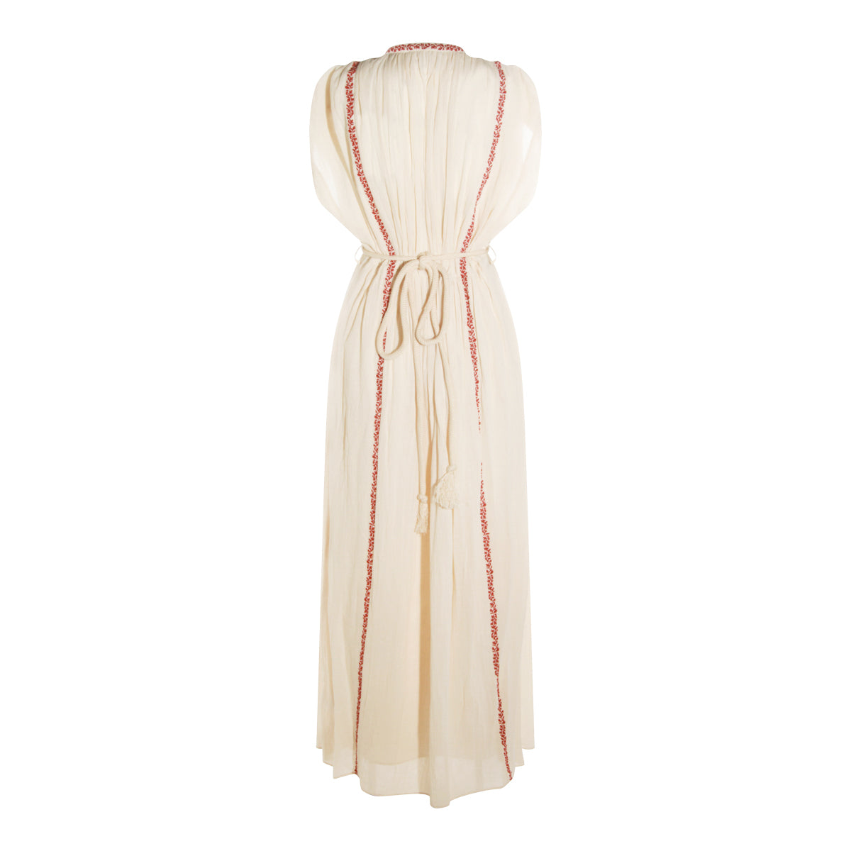 BEIGE AND RED VISCOSE DRESS