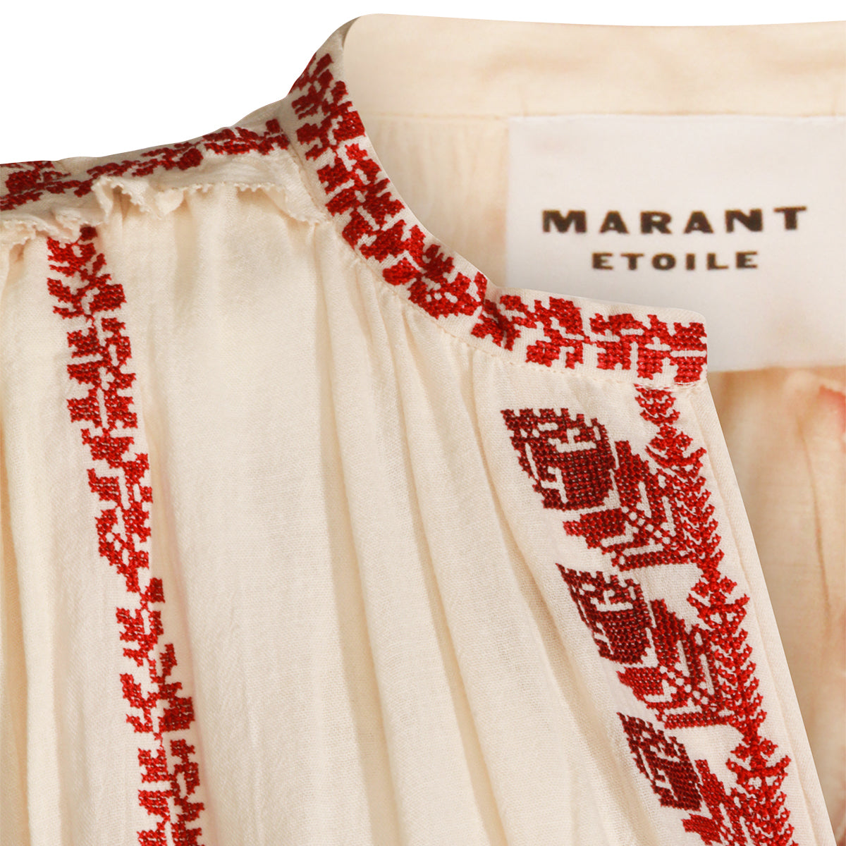 BEIGE AND RED VISCOSE DRESS