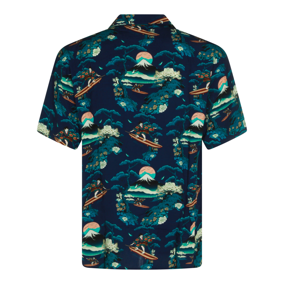 NAVY AND MULTICOLOR VISCOSE SHIRT