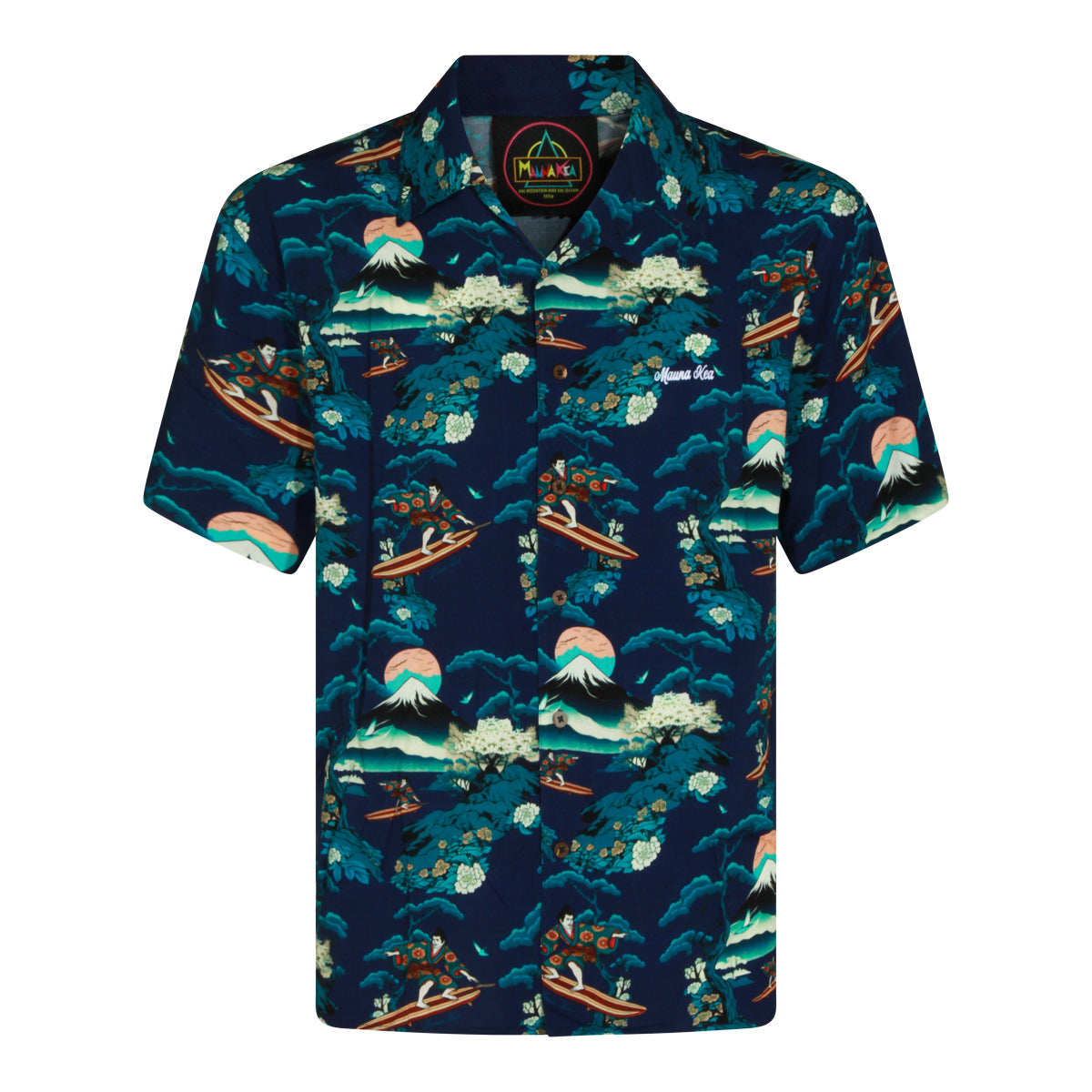 NAVY AND MULTICOLOR VISCOSE SHIRT