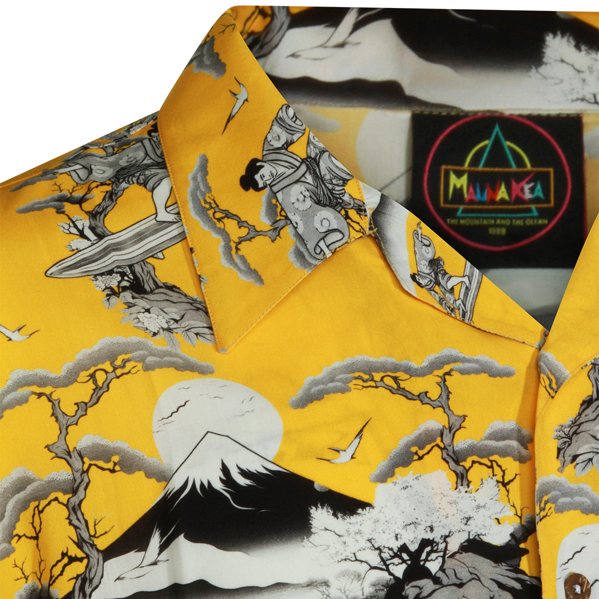 YELLOW AND MULTICOLOR VISCOSE PRINT SHIRT