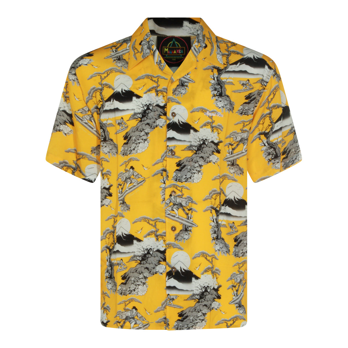 YELLOW AND MULTICOLOR VISCOSE PRINT SHIRT