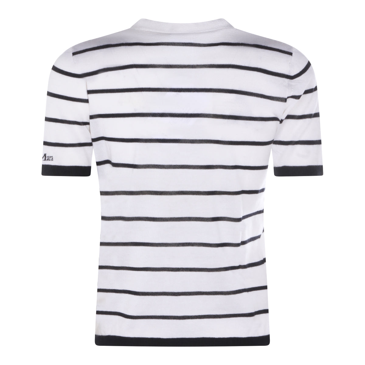 WHITE AND BLUE WOOL BLEND T-SHIRT