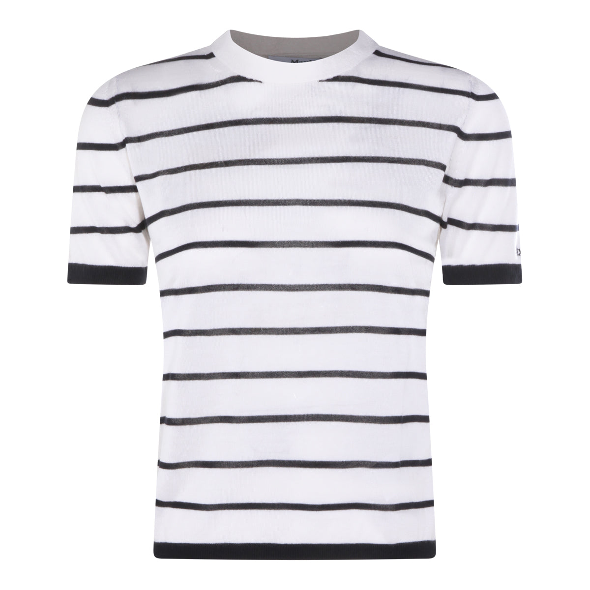 WHITE AND BLUE WOOL BLEND T-SHIRT