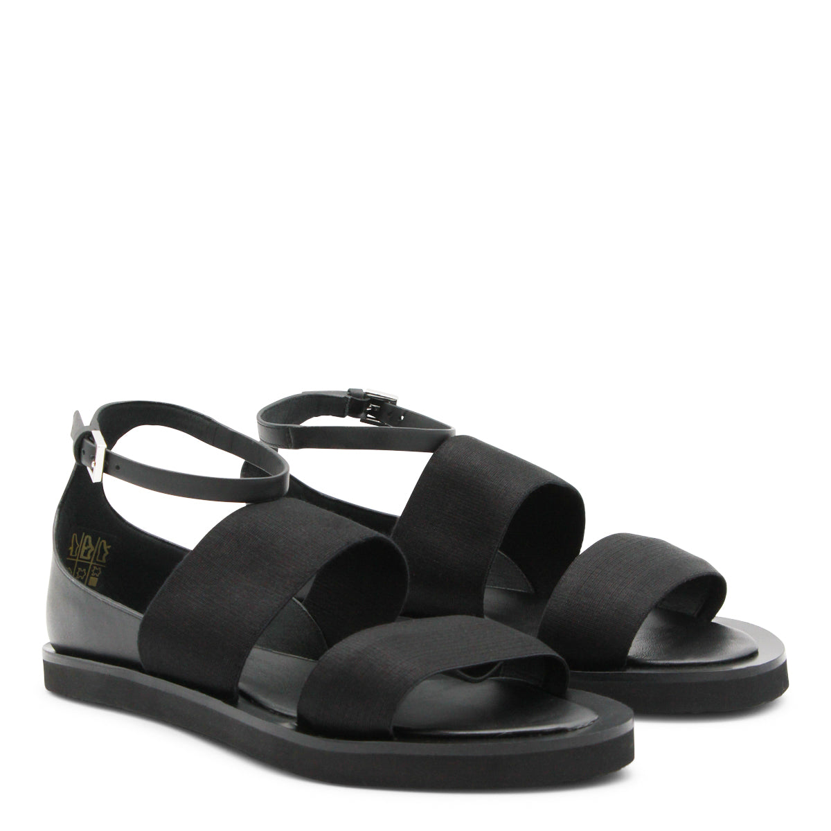 BLACK LEATHER MASONCIA SANDALS
