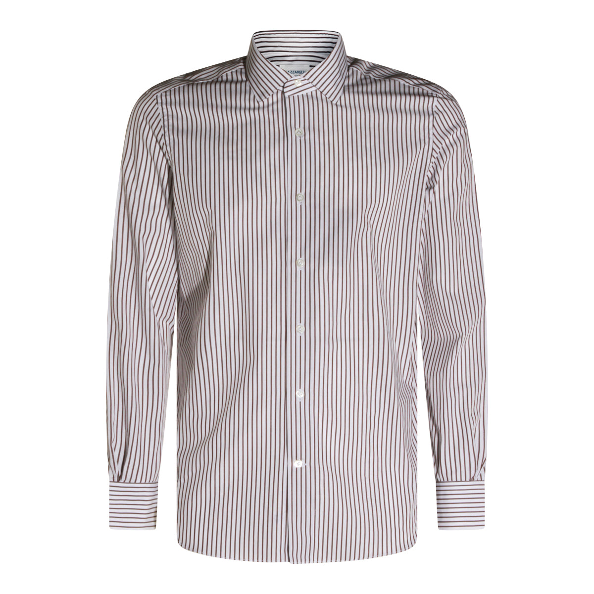 WHITE AND BROWN COTTON SHIRT