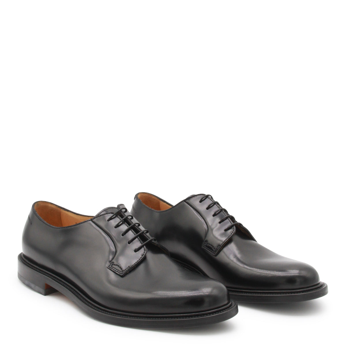 BLACK LEATHER LACE UP SHOES