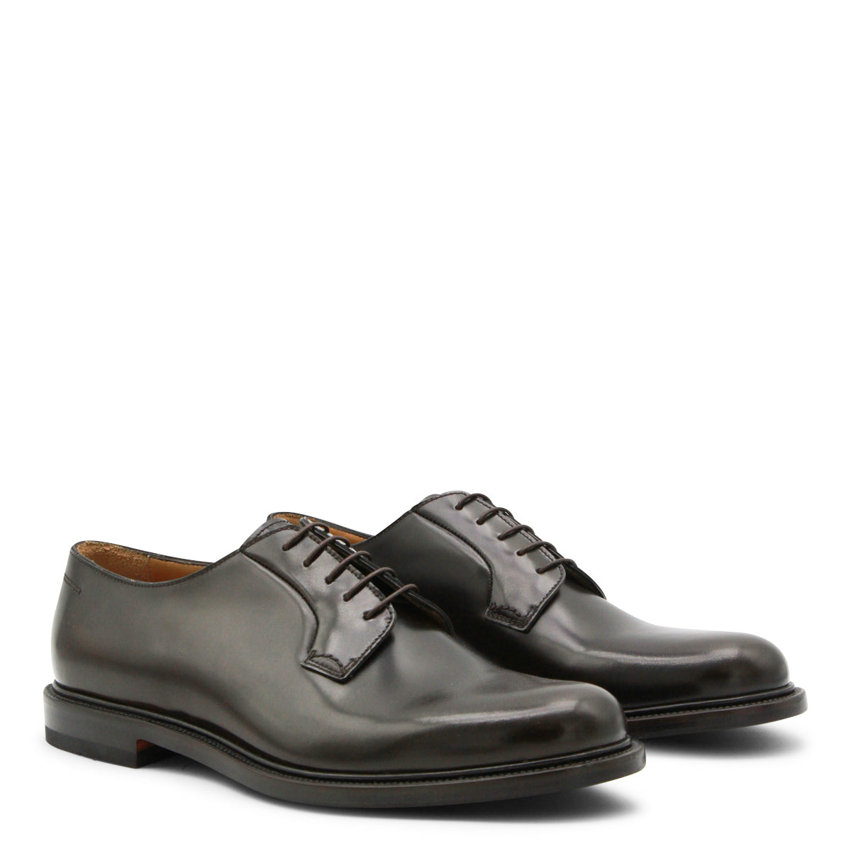 BROWN LEATHER LACES UP SHOES