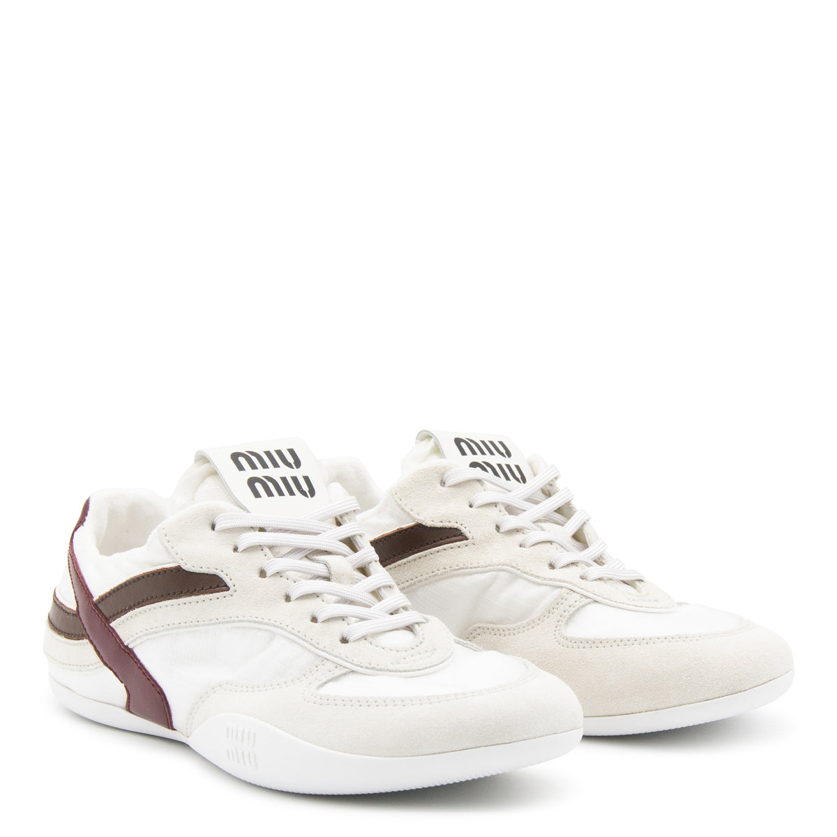 WHITE AND AMARANTO LEATHER SNEAKERS