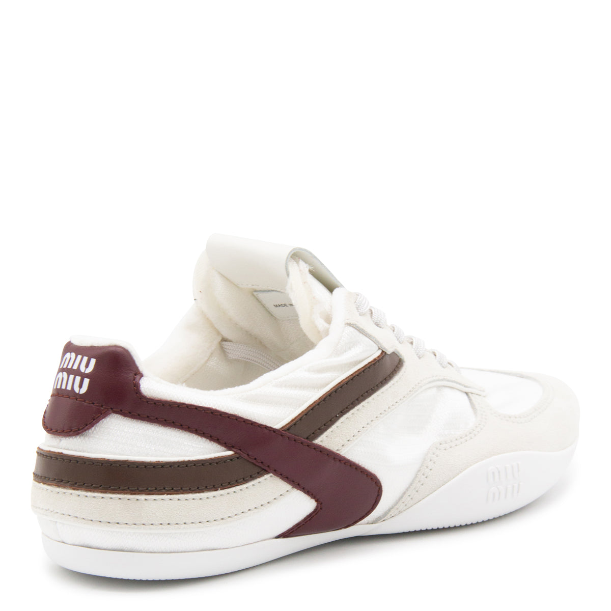 WHITE AND AMARANTO LEATHER SNEAKERS