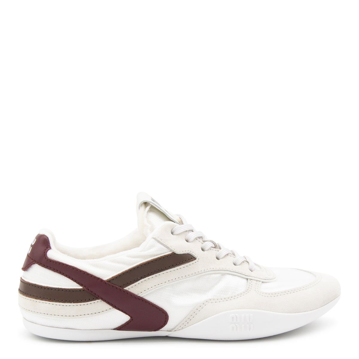 WHITE AND AMARANTO LEATHER SNEAKERS