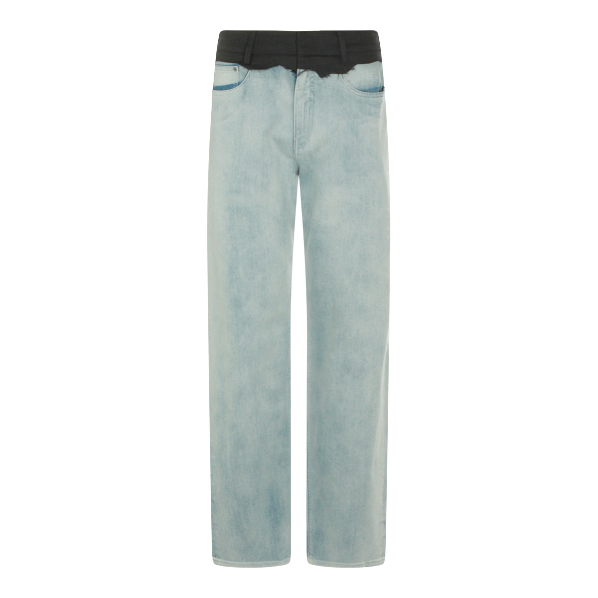LIGHT BLUE AND BLACK COTTON JEANS