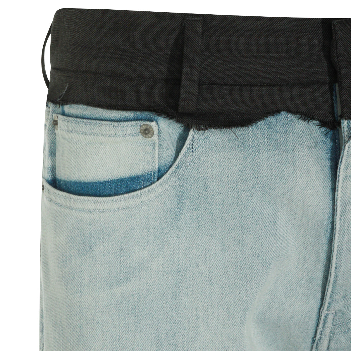 LIGHT BLUE AND BLACK COTTON JEANS