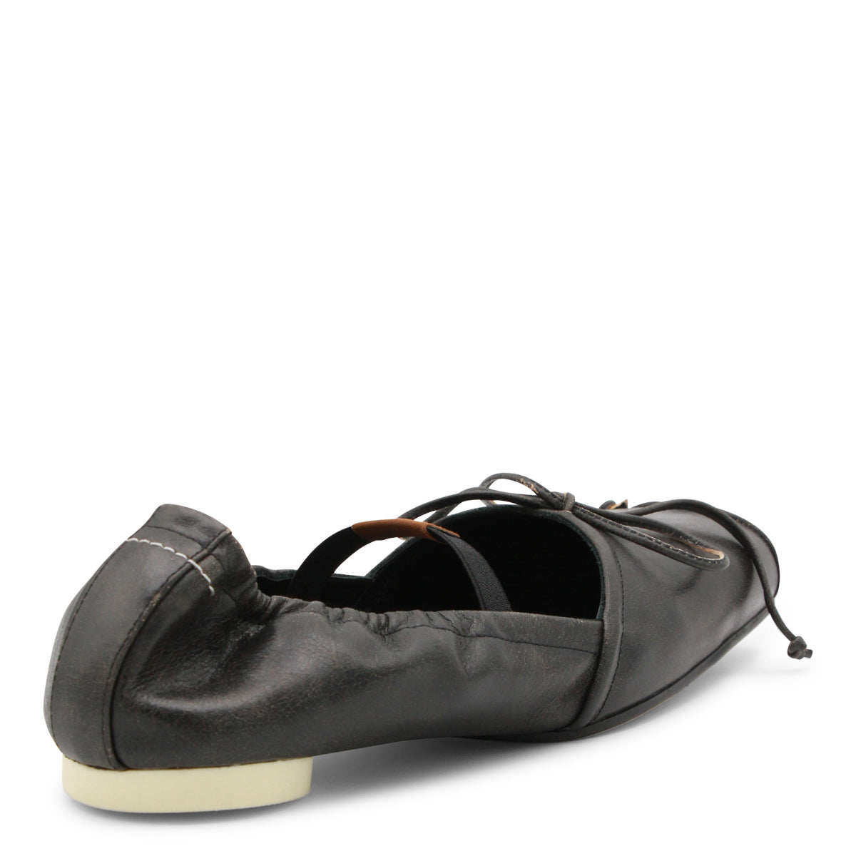 BLACK AND DOE BROWN LEATHER FLATS