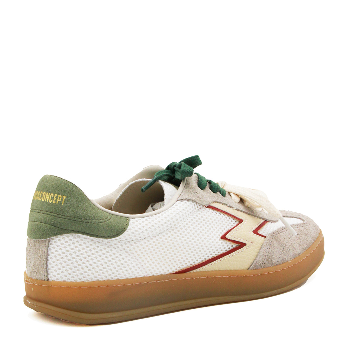 WHITE AND GREEN LEATHER SNEAKERS