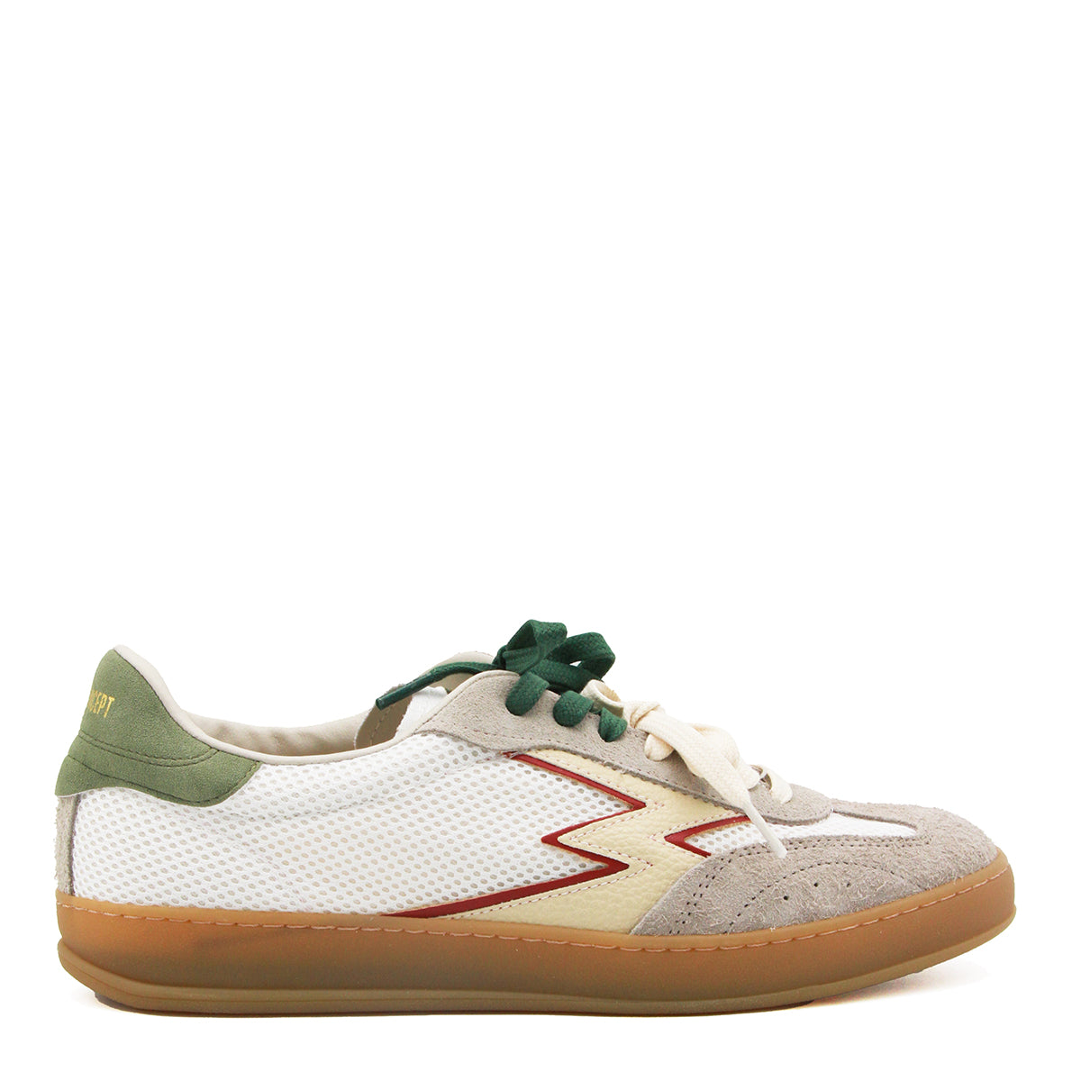 WHITE AND GREEN LEATHER SNEAKERS