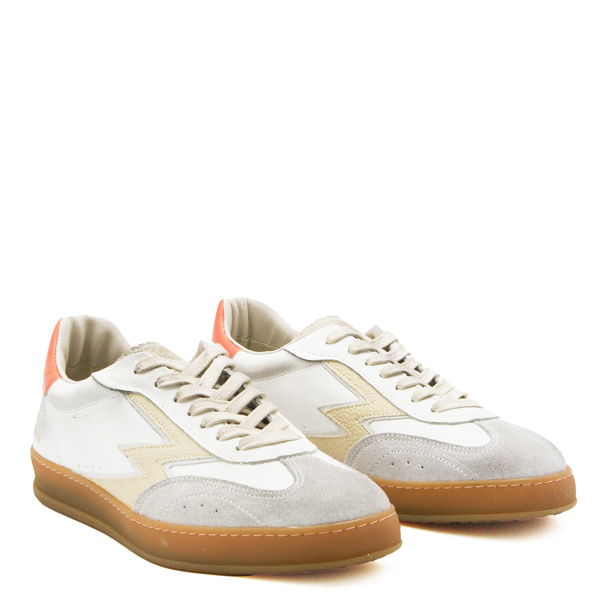 WHITE AND ORANGE CLUB SNEAKERS