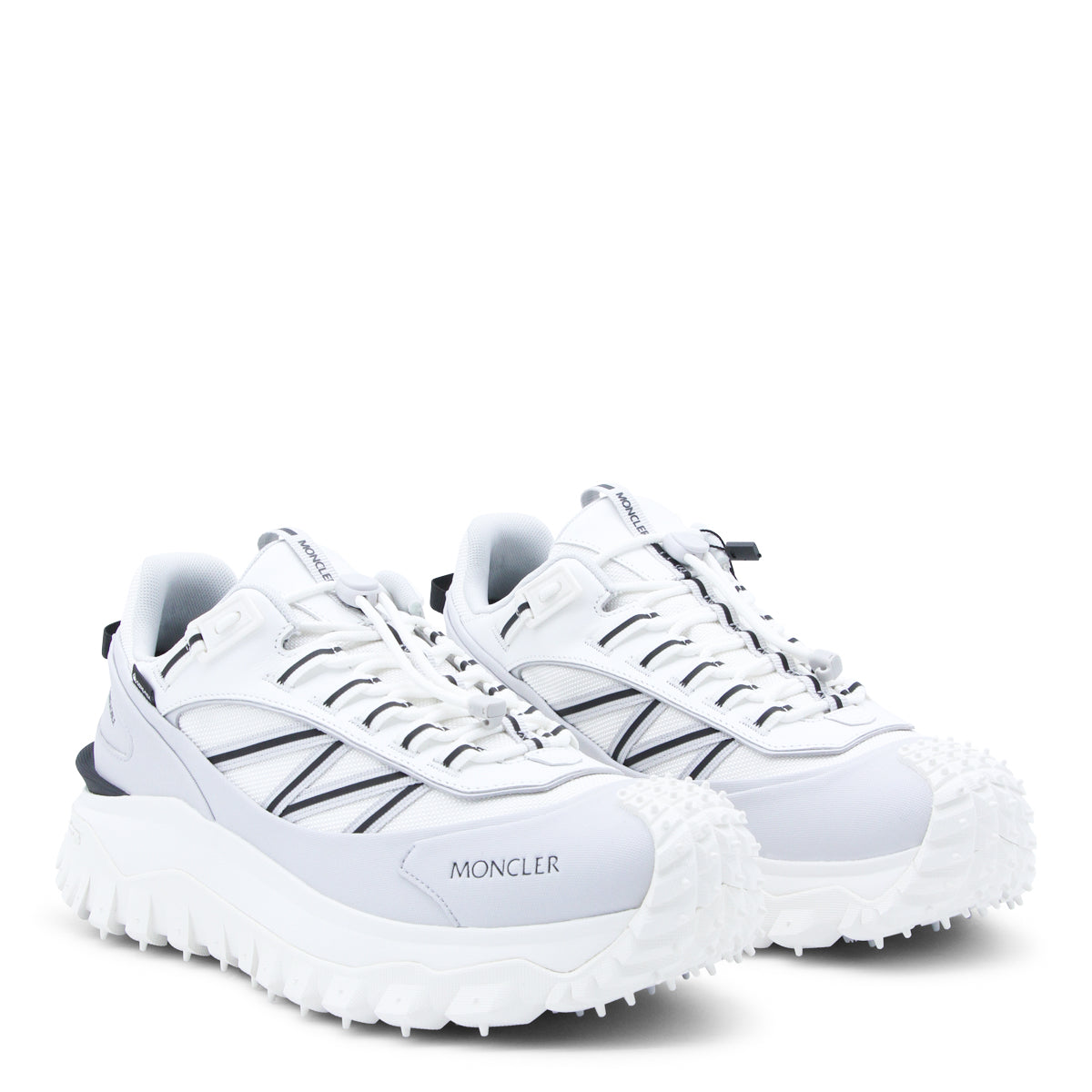 WHITE AND GREY LEATHER TRAILGRIP GTX SNEAKERS