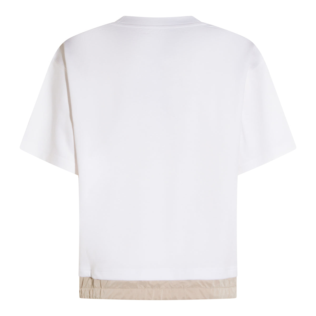 WHITE AND BEIGE COTTON T-SHIRT