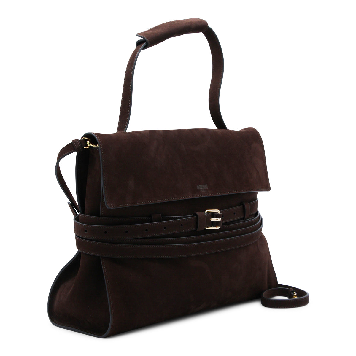 BROWN LEATHER TOP HANDLE BAG