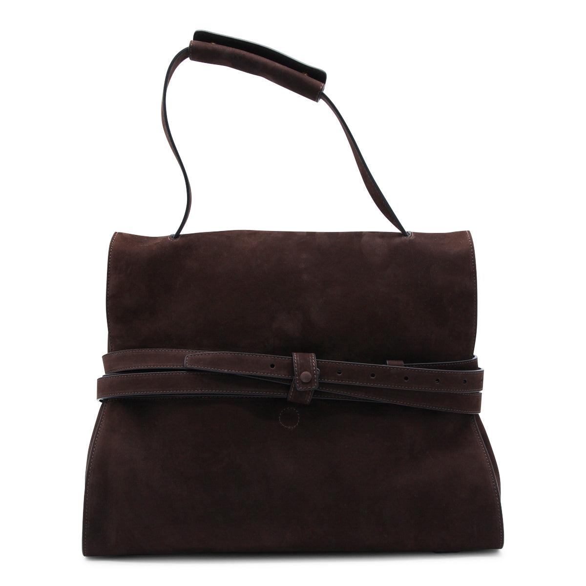 BROWN LEATHER TOP HANDLE BAG