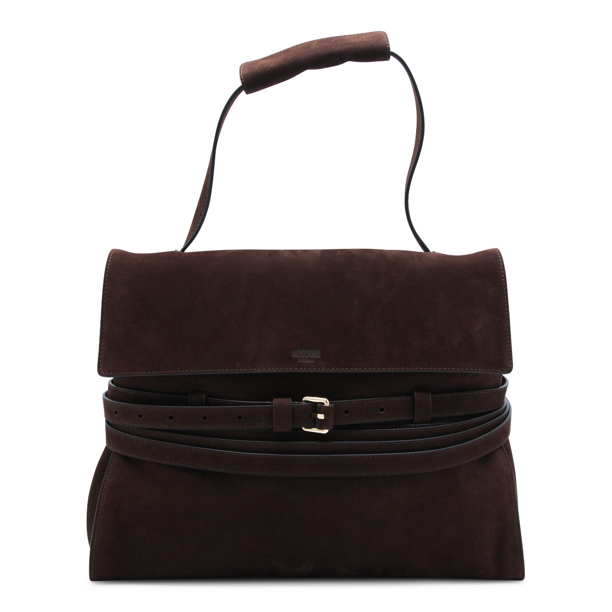 BROWN LEATHER TOP HANDLE BAG