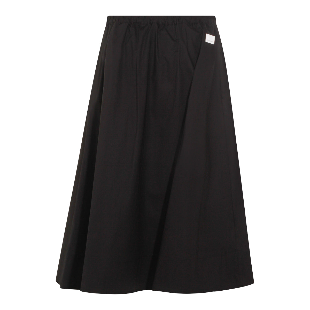 BLACK COTTON MIDI SKIRT