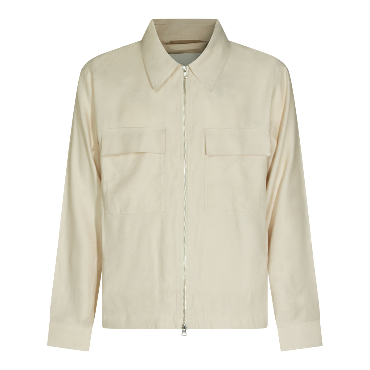 IVORY VISCOSE LINEN BLEND CASUAL JACKET