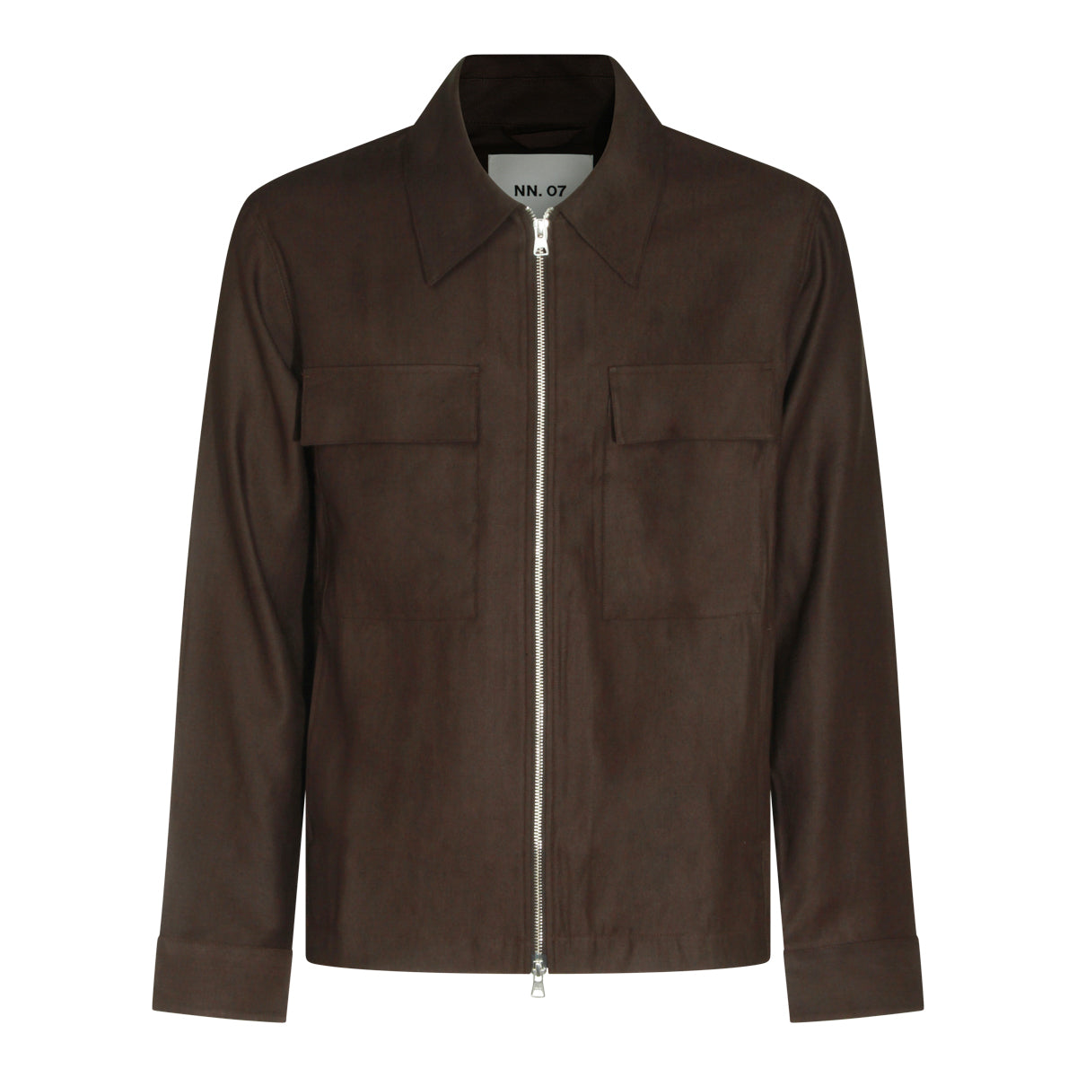 BROWN VISCOSE LINEN BLEND CASUAL JACKET