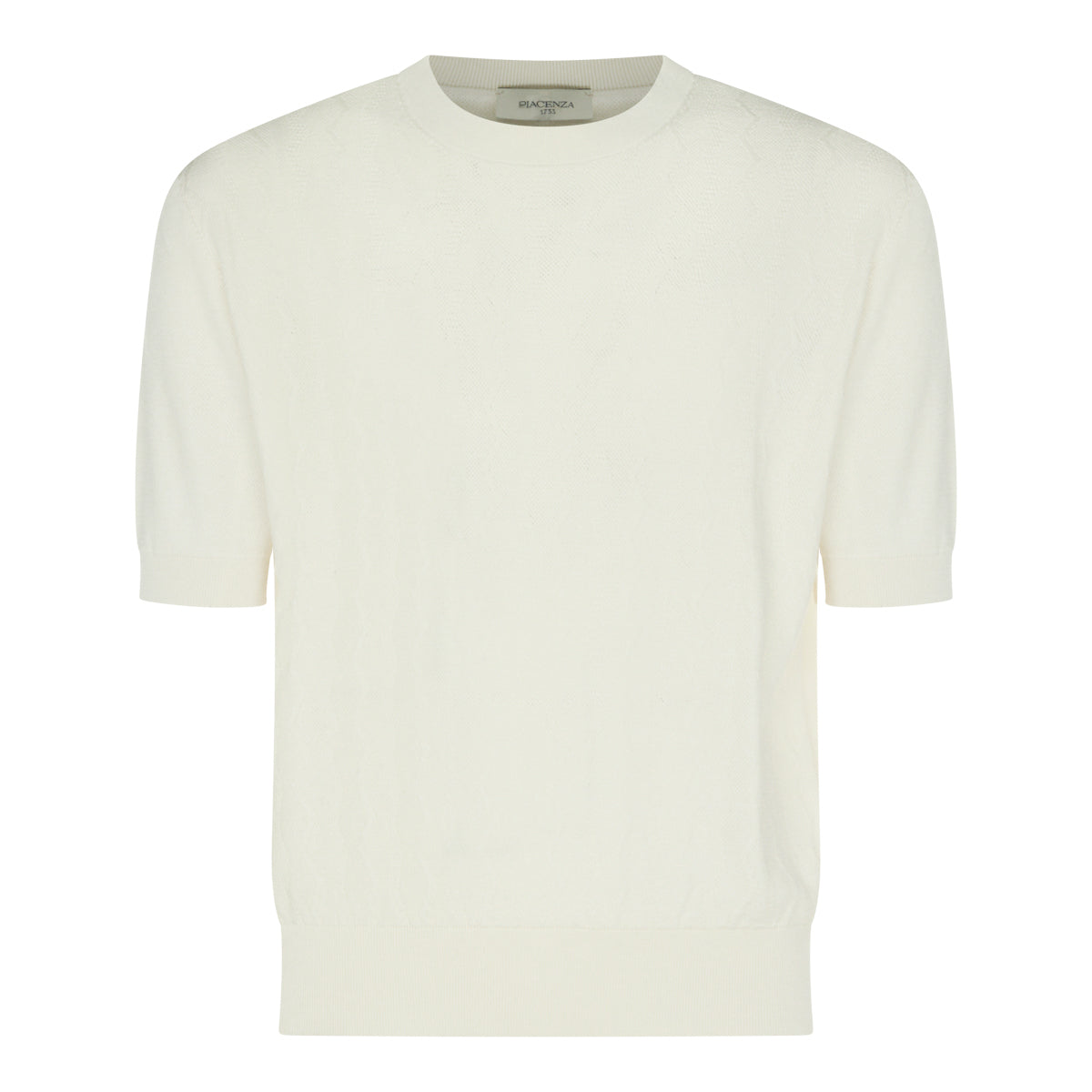 WHITE SILK AND COTTON BLEND T-SHIRT