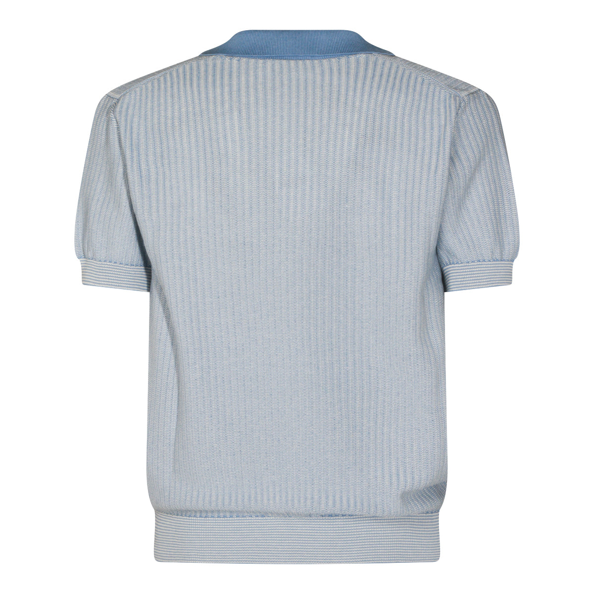 LIGHT BLUE SILK AND COTTON BLEND POLO SHIRT