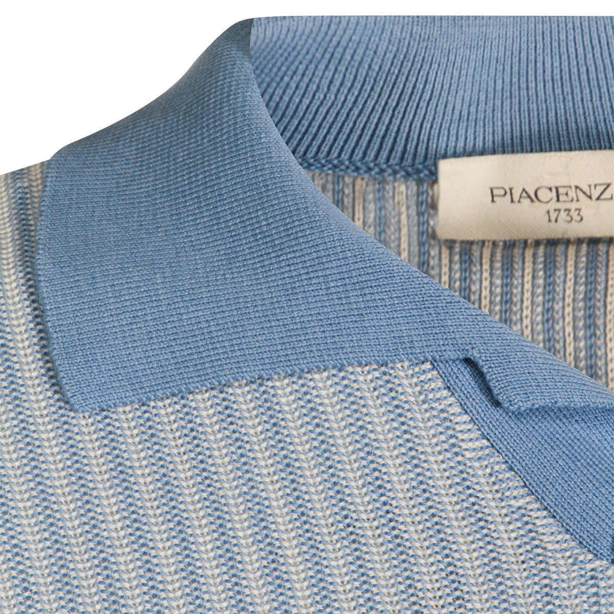 LIGHT BLUE SILK AND COTTON BLEND POLO SHIRT
