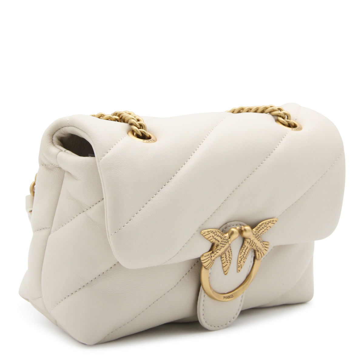 WHITE LEATHER LOVE MINI PUFFY CROSSBODY BAG