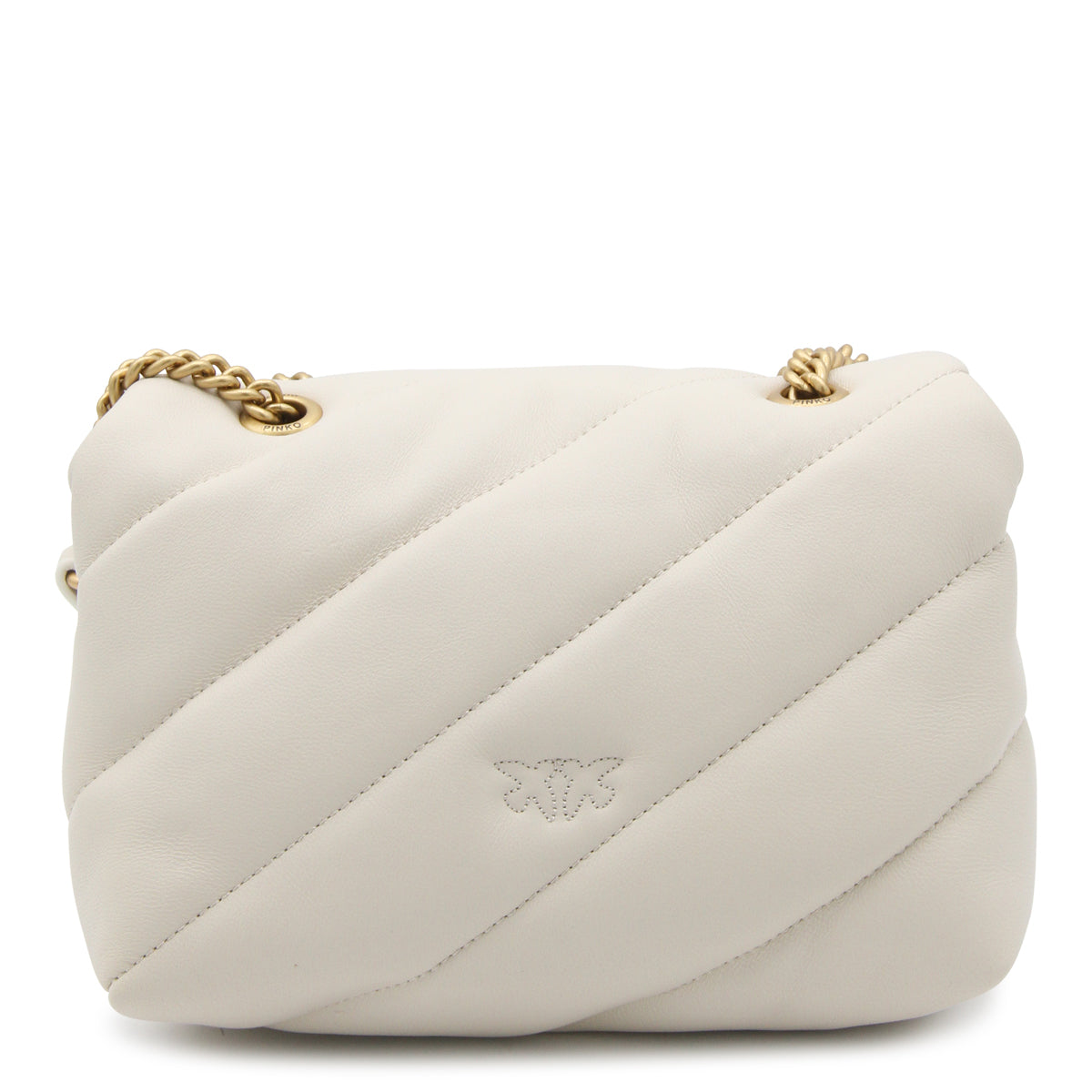WHITE LEATHER LOVE MINI PUFFY CROSSBODY BAG
