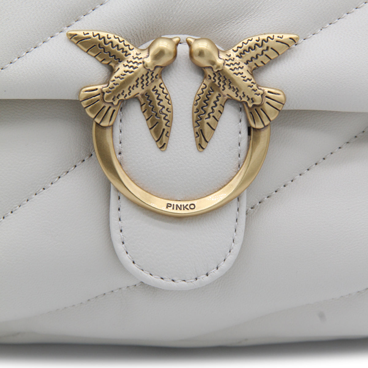 WHITE LEATHER LOVE MINI PUFFY CROSSBODY BAG