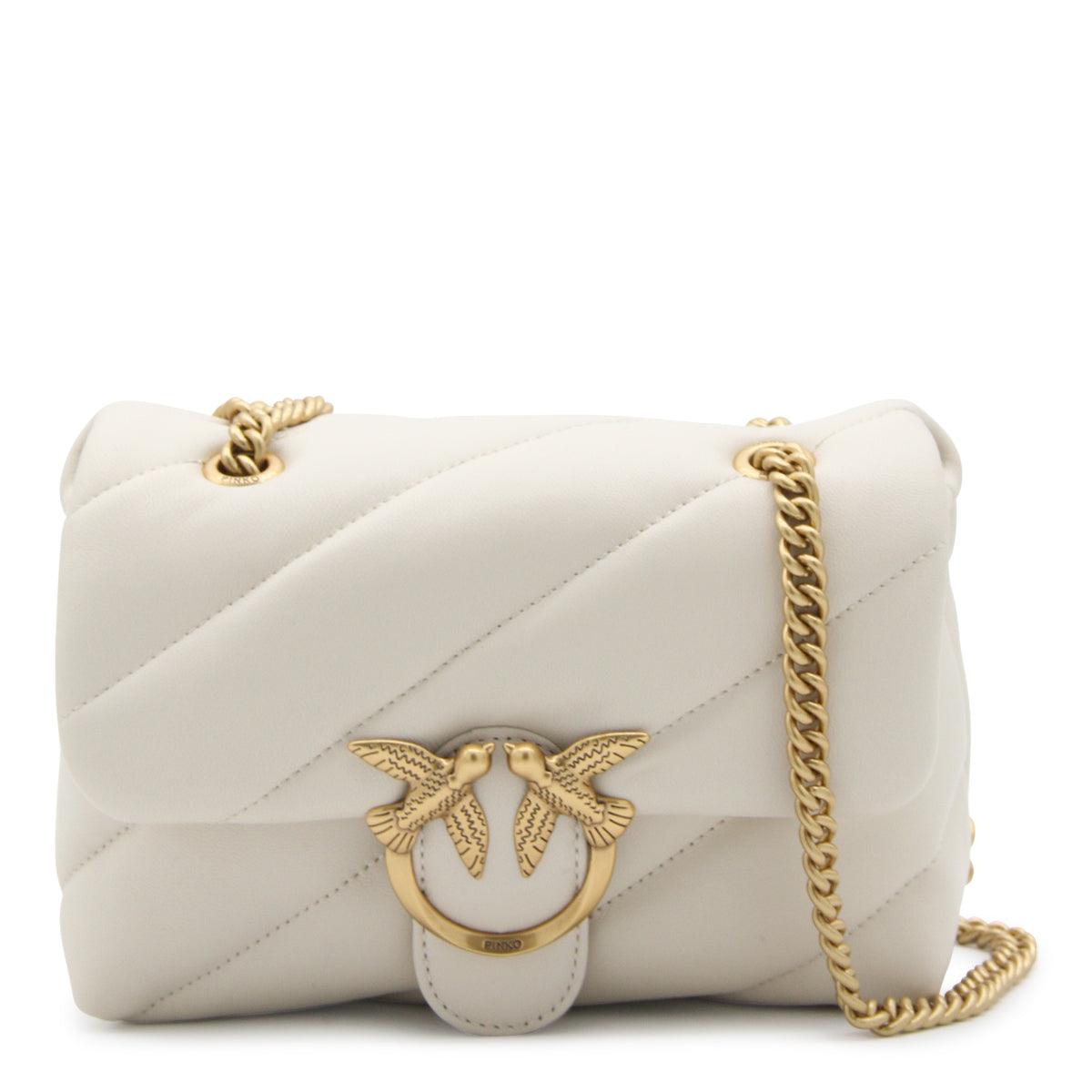 WHITE LEATHER LOVE MINI PUFFY CROSSBODY BAG