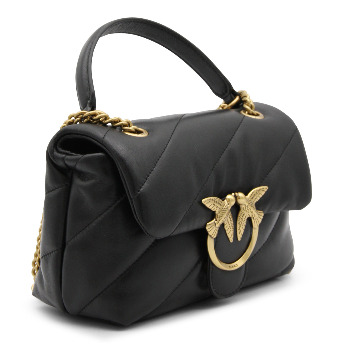 BLACK LEATHER LOVE PUFF CROSSBODY BAG