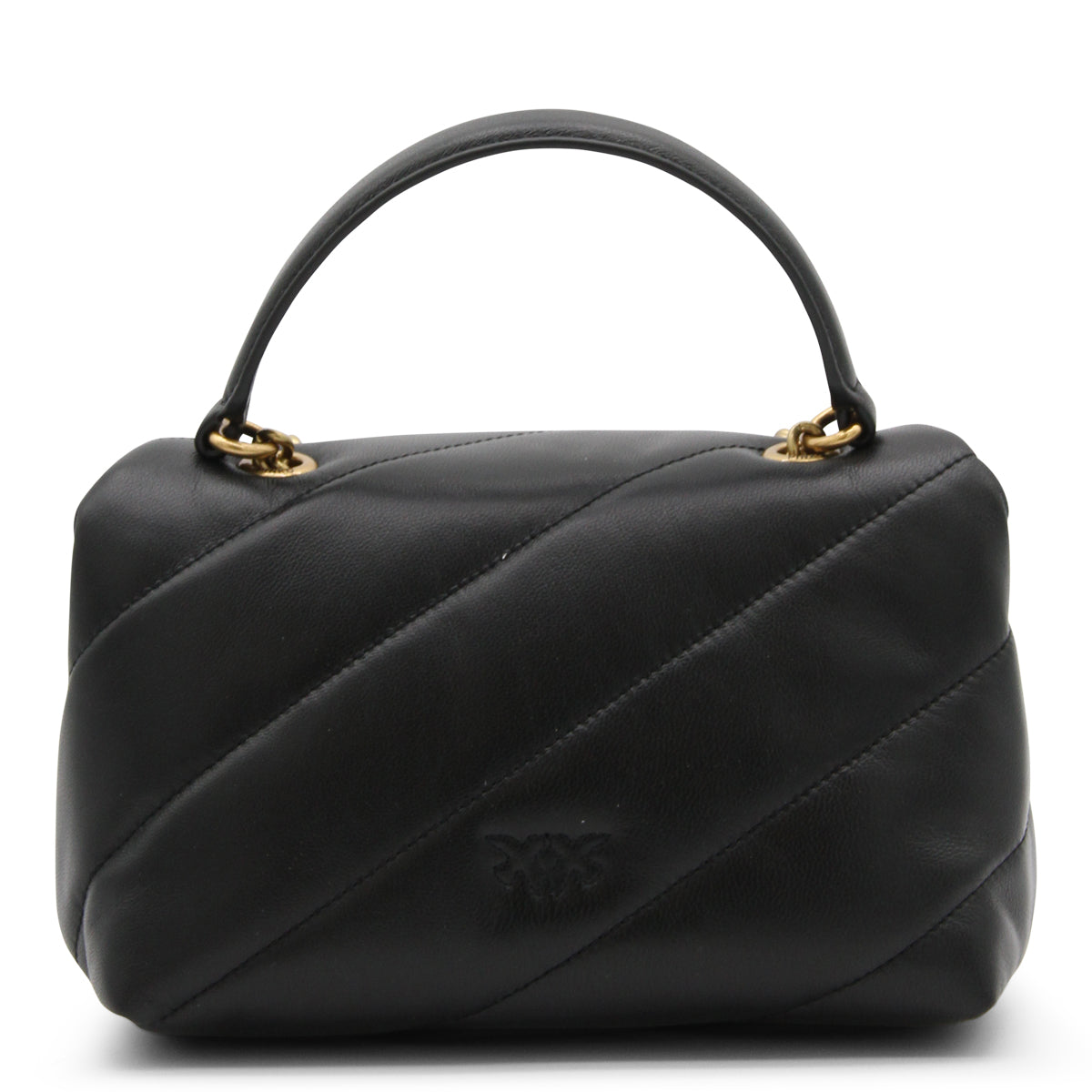 BLACK LEATHER LOVE PUFF CROSSBODY BAG