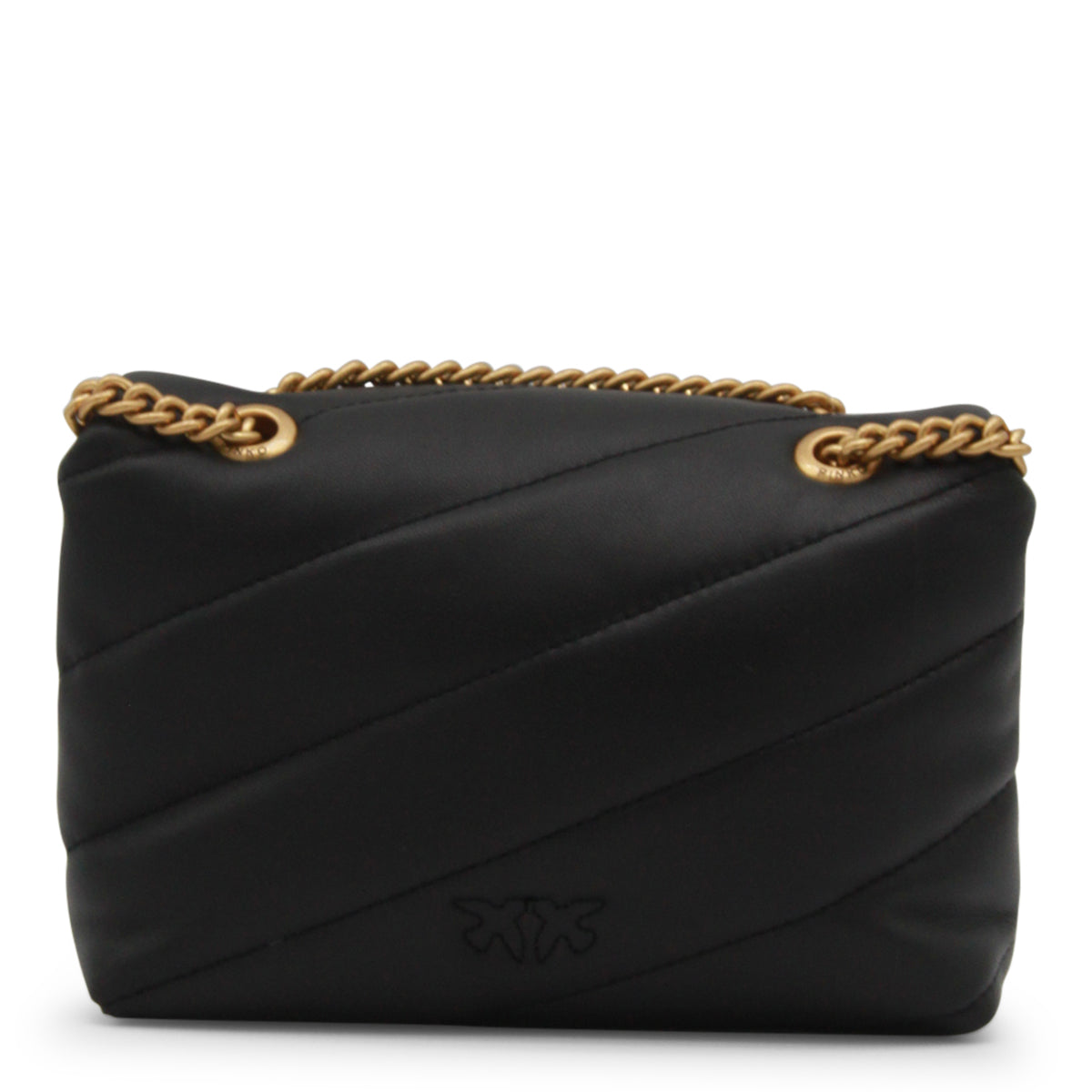 BLACK LEATHER BABY LOVE PUFF SHOULDER BAG
