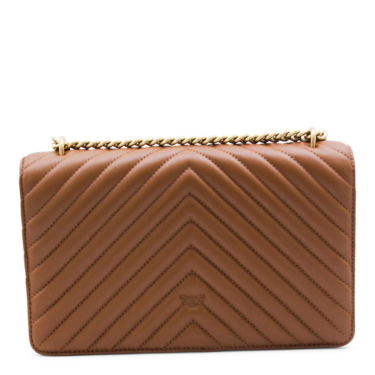 BROWN LEATHER LOVE ONE CLASSIC DC SHOULDER BAG