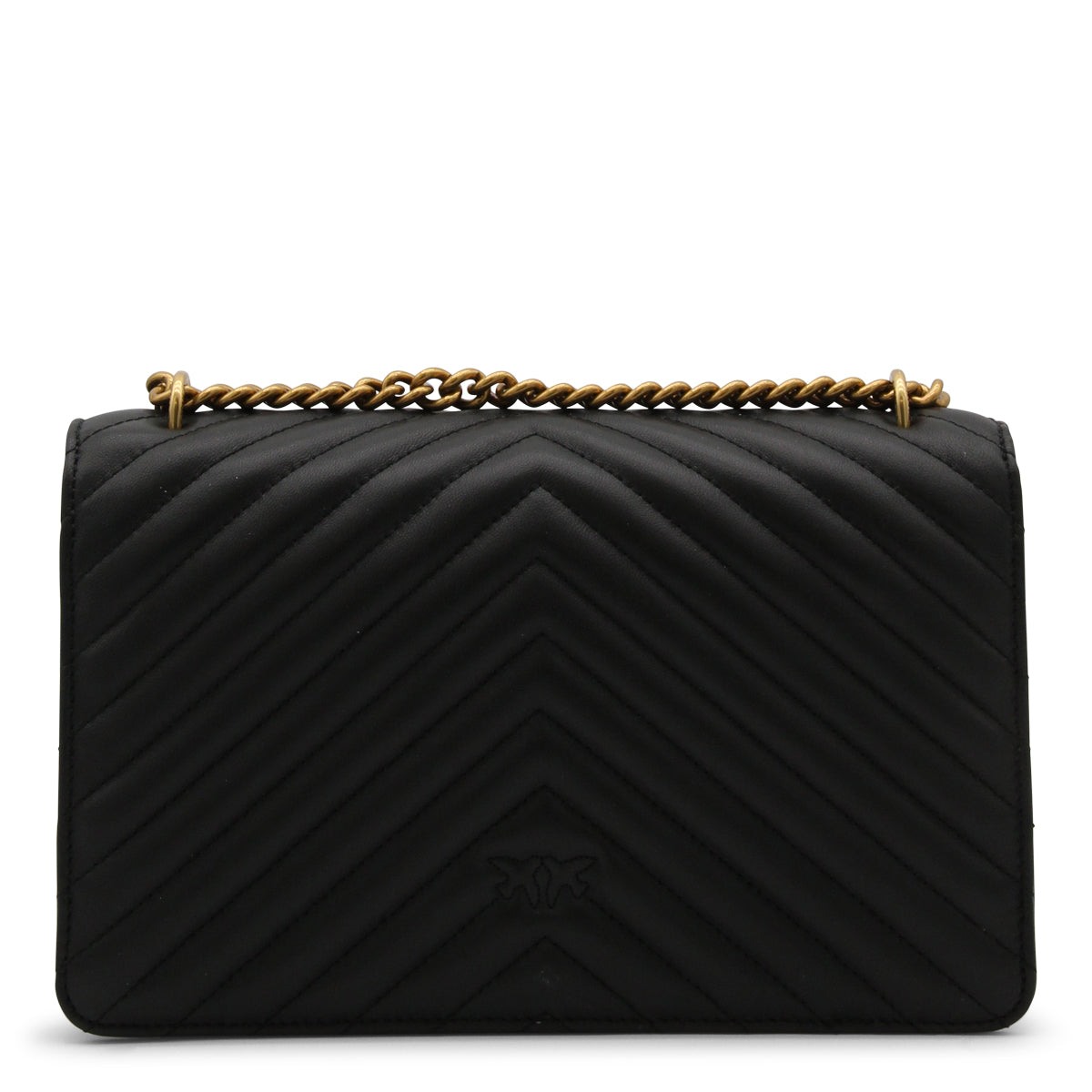 BLACK LEATHER CLASSIC ICON LOVE SHOULDER BAG