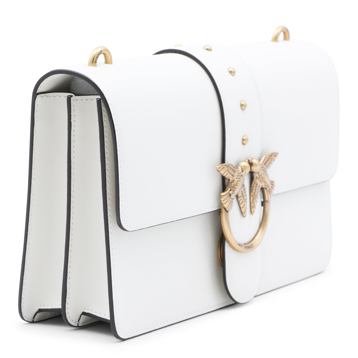 WHITE LEATHER LOVE ONE CLASSIC SHOULDER BAG