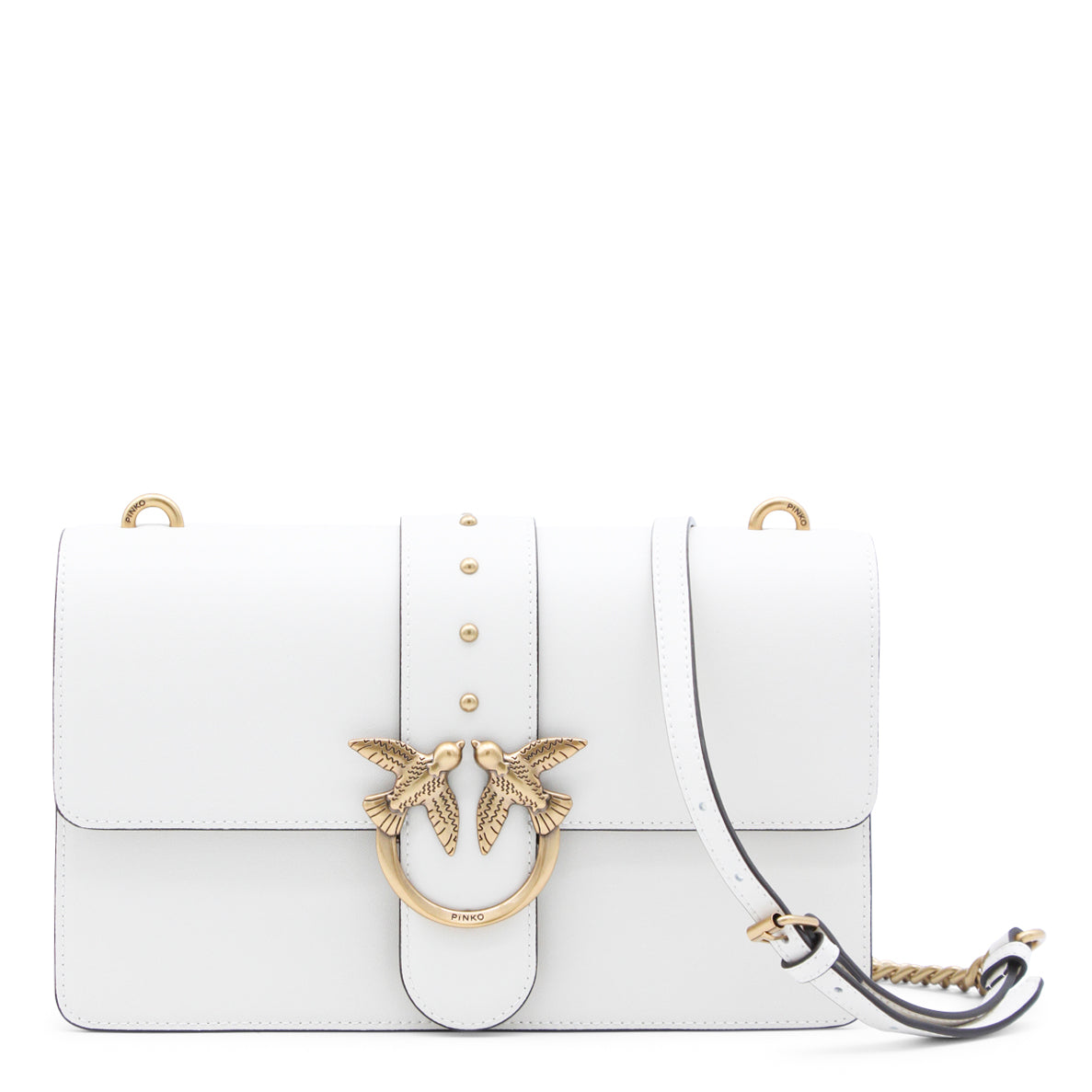 WHITE LEATHER LOVE ONE CLASSIC SHOULDER BAG