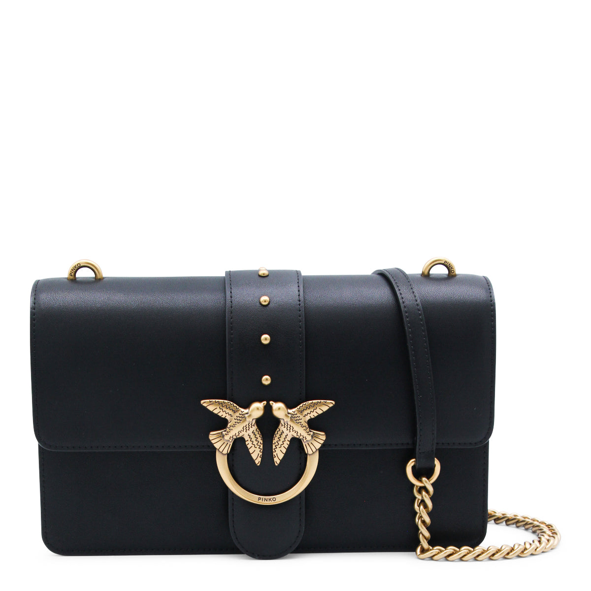 BLACK LEATHER LOVE ONE CLASSIC SHOULDER BAG