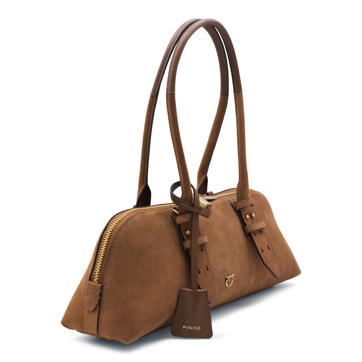 BROWN SUEDE ESCAPE TOP HANDLE BAG